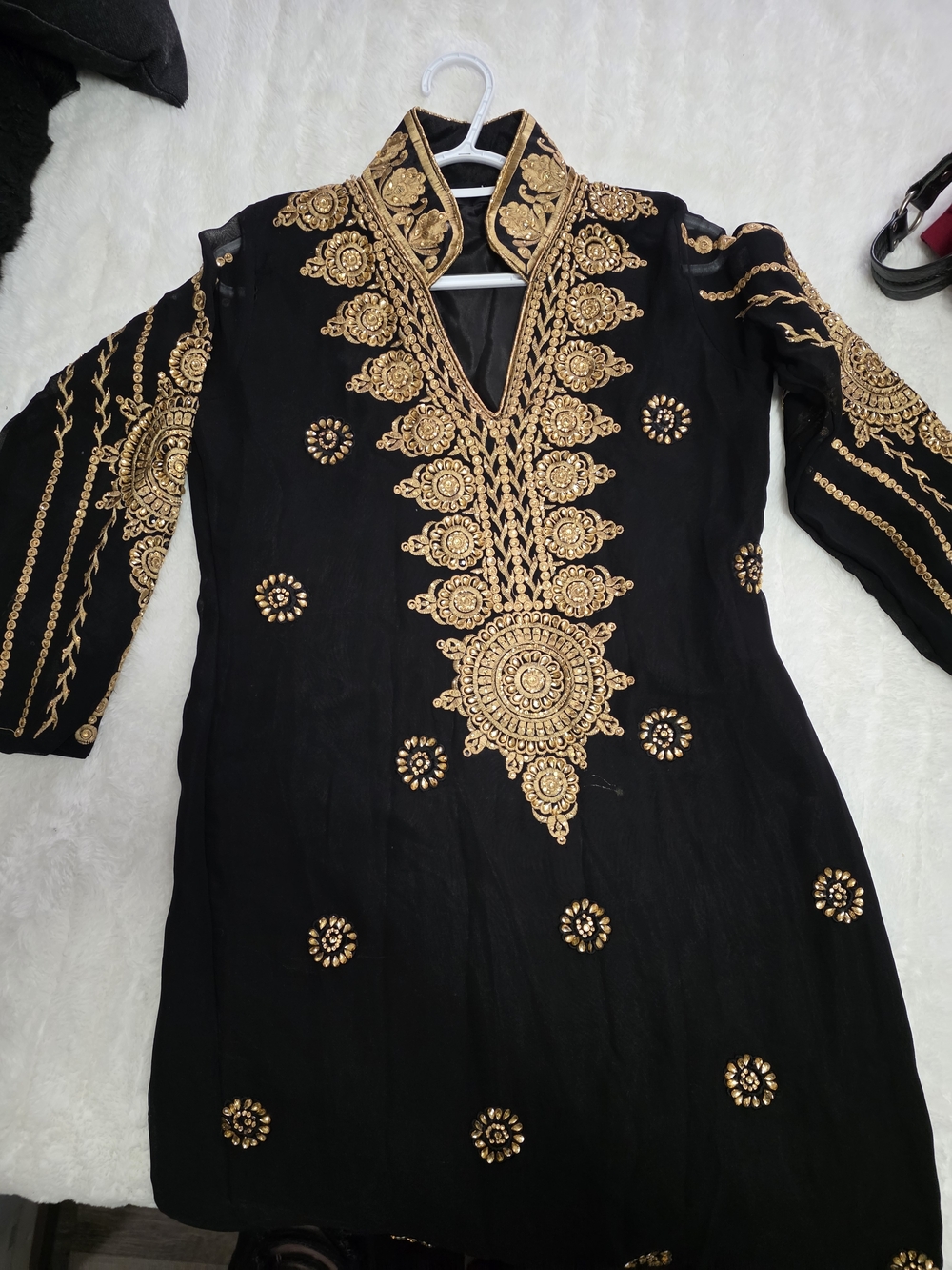 Black Tunic with Gold Embroidered Medallions